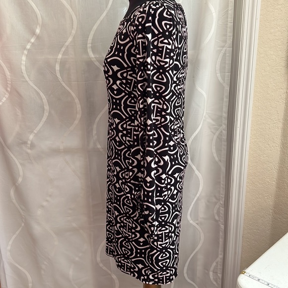 Laundry By Shelli Segal, Long Sleeve, Black Print Dress, Size 4 - Picture 4 of 7